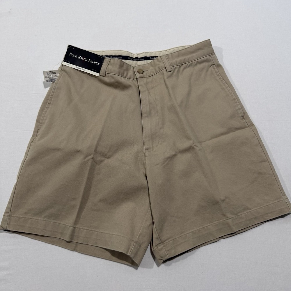 VTG 90s Polo Ralph Lauren Men's Gordon Shorts 32 Khaki Flat Front NWT Fits 30-31